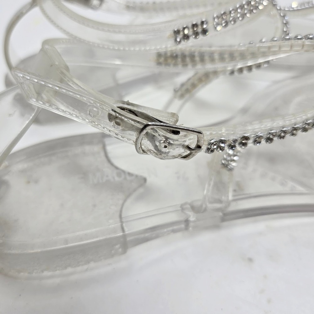 Steve Madden Women Rhinestone Clear Jelly Saba Sandals Manmade Summer 8 - Picture 8 of 11